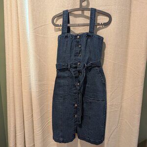 Gap stretchy denim button front dress with belts size small